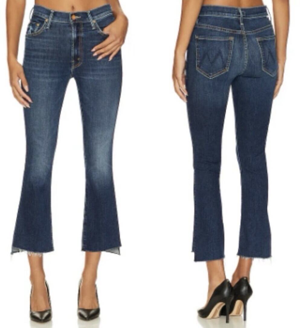 Mother Jeans The Insider Crop Step Fray - Women's Sz 24 Teaming Up Dark Wash